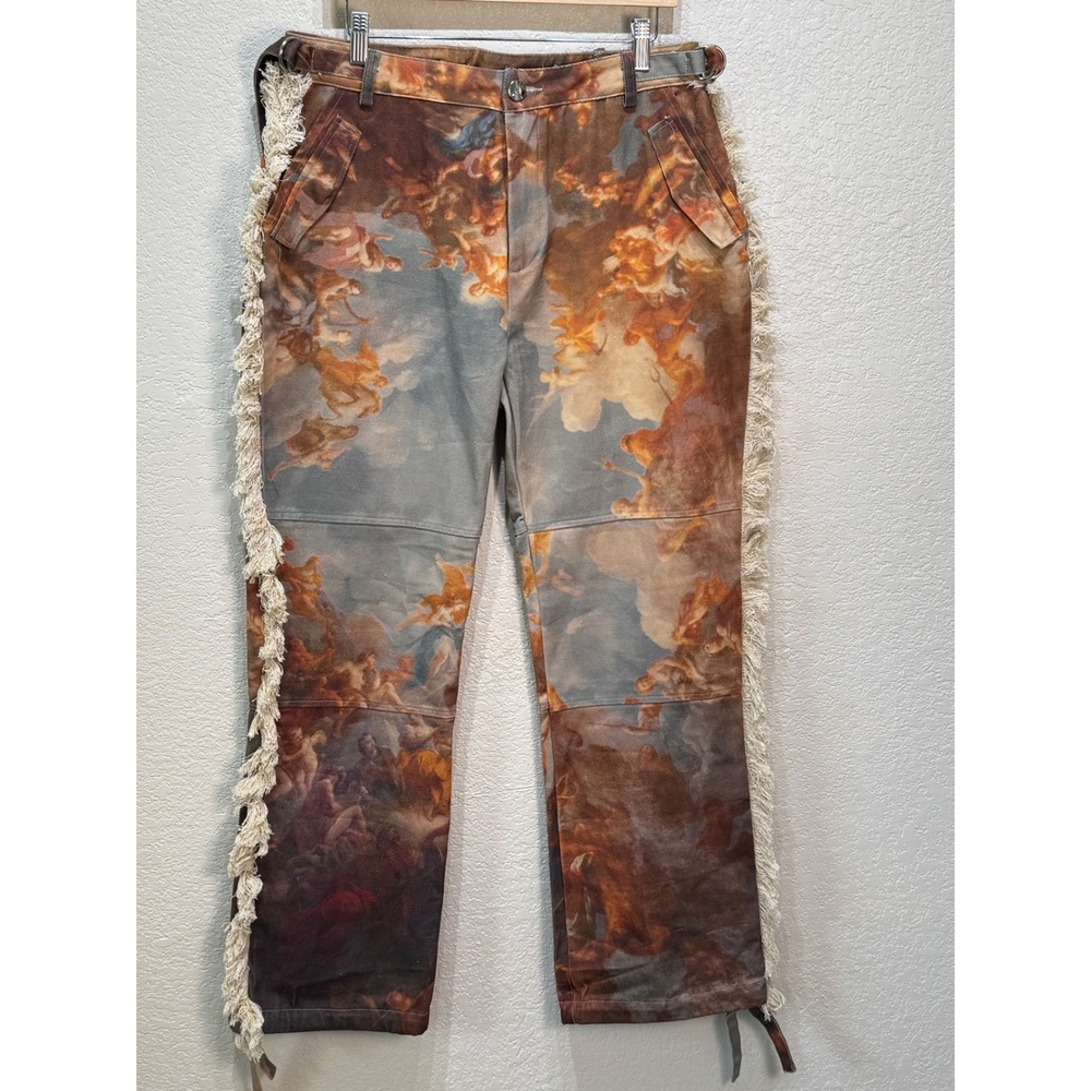 Maniere De Voir Multicolor Trousers with Fringe Detail